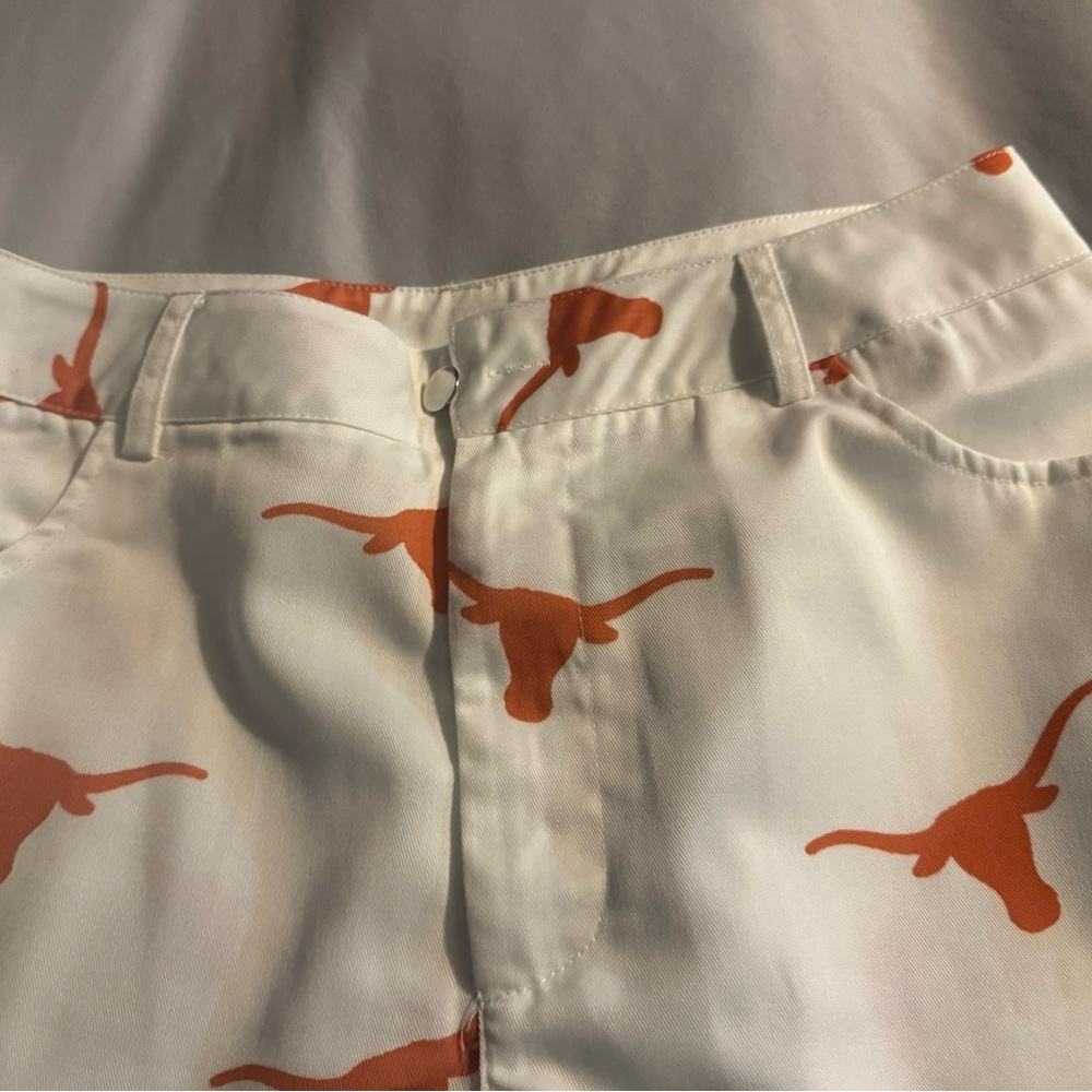 White and Orange Longhorn Print Pants